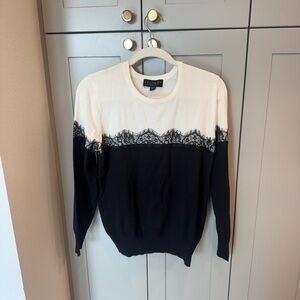 Laundry By Shelli Segal White and Black Lace Sweater